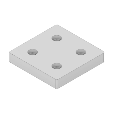 32-9090WS-0 MODULAR SOLUTIONS FOOT & CASTER CONNECTING PLATE 90MM X 90MM FLAT NO HOLES, SOLID ALUMINUM